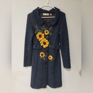 XS Sweater Coat with Sunflowers